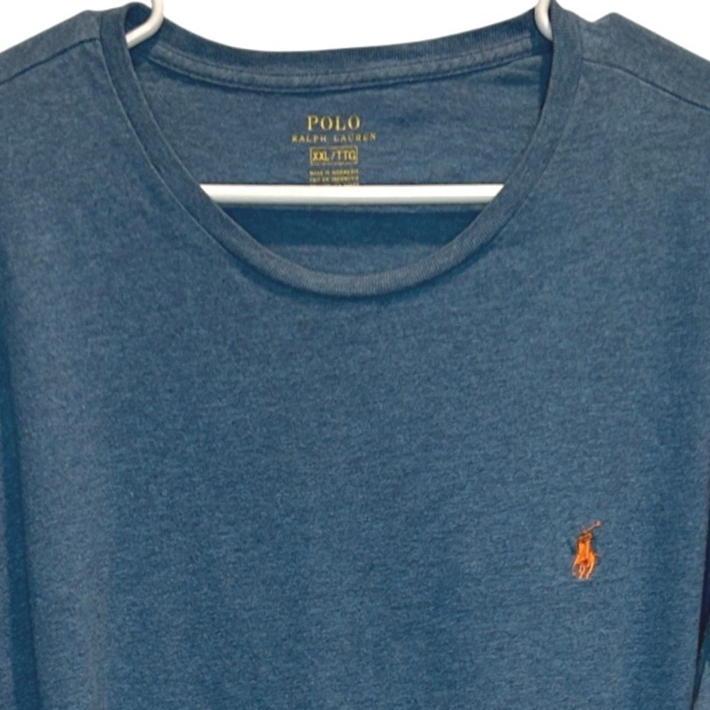 Polo Ralph Lauren Men's XXL Long Sleeve‎ T-Shirt Heather Blue Pony Logo Tee